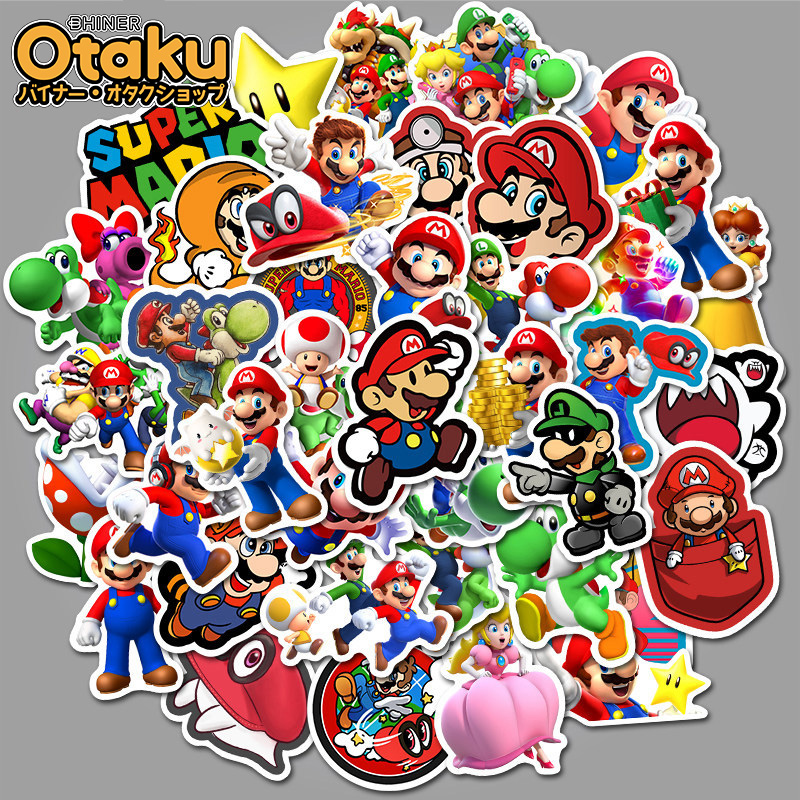 50 pcs NEW Nintendo Super Mario Bros Stickers | Waterproof Stickers for ...